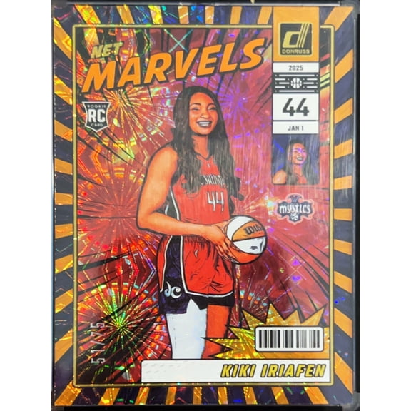 2025 Panini Donruss Net Marvels Kiki Iriafen #16 Orange Flash /75 RC Washington Mystics WNBA Basketball Trading Card