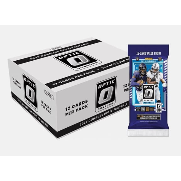 2025 Panini Donruss Optic NFL Football Factory Sealed Cello Fat Value Pack Box