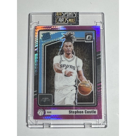 2025 Panini Donruss Optic Prizm Stephon Castle Rookie Pink Hyper #254 Spurs NBA Trading Card