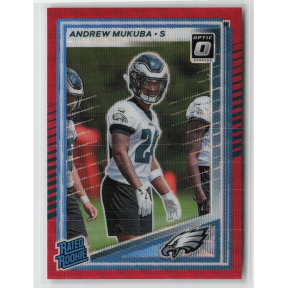 2025 Panini Donruss Optic Rated Rookie Red Wave #380 Andrew Mukuba Eagles Football Card