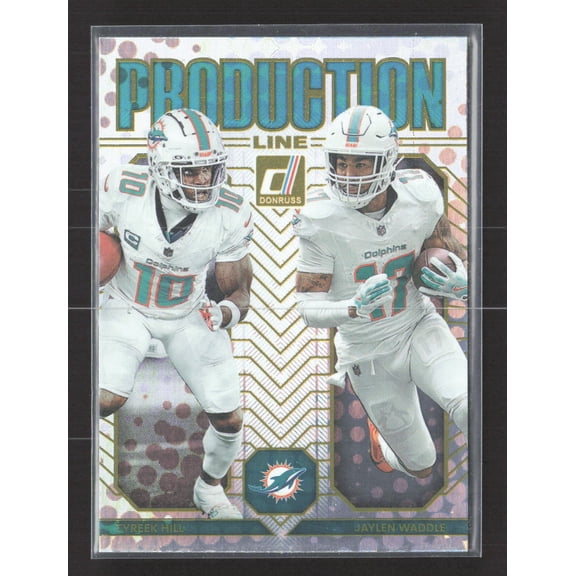 2025 Panini Donruss Production Line Trading Card Tyreek Hill Jaylen Waddle Miami Dolphins #19