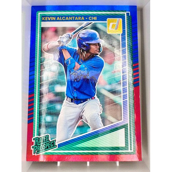 2025 Panini Donruss Red Blue Color Match Rookie Kevin Alcantara Chicago Cubs Baseball Card Chicago Cubs MLB Baseball Trading Card