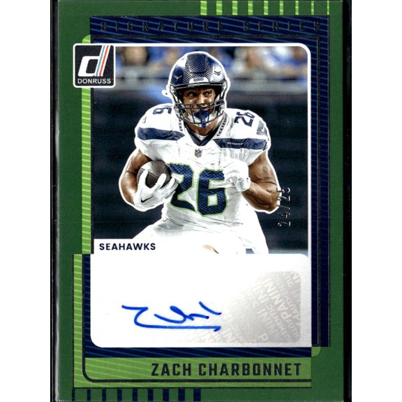 2025 Panini Donruss Signature Series Zach Charbonnet #SS-ZCT Seattle Seahawks NFL Autographed Football Trading Cards