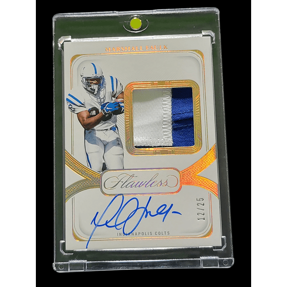 2025 Panini Flawless Marshall Faulk Indianapolis Colts Patch Memorabilia Auto #DPA-MFK /25 Football Card