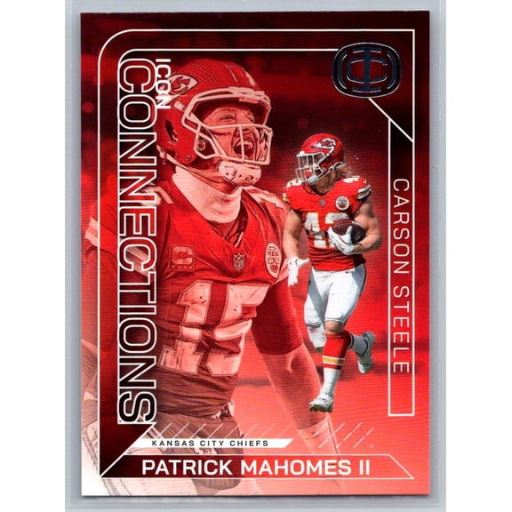 2025 Panini Icon Collection Conections IC-12 Patrick Mahomes Carson Steele KC Chiefs NFL Football Card KC Chiefs NFL FOOTBALL Trading Card
