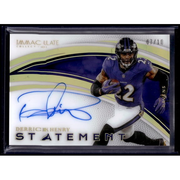 2025 Panini Immaculate Collection Statement Signatures Football Card Derrick Henry SS-DHY Auto 07/10 Baltimore Ravens NFL Autographed Football Card
