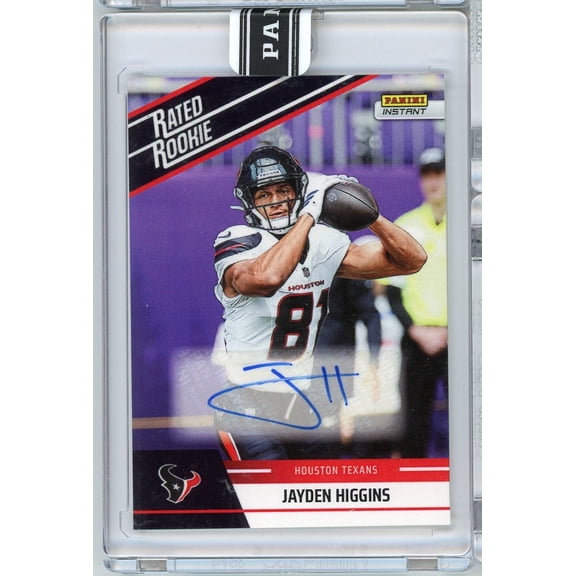 2025 Panini Instant NFL Jayden Higgins #9 Rated Retro Rookie Auto /99 Houston Texans Rookie RC Football Card