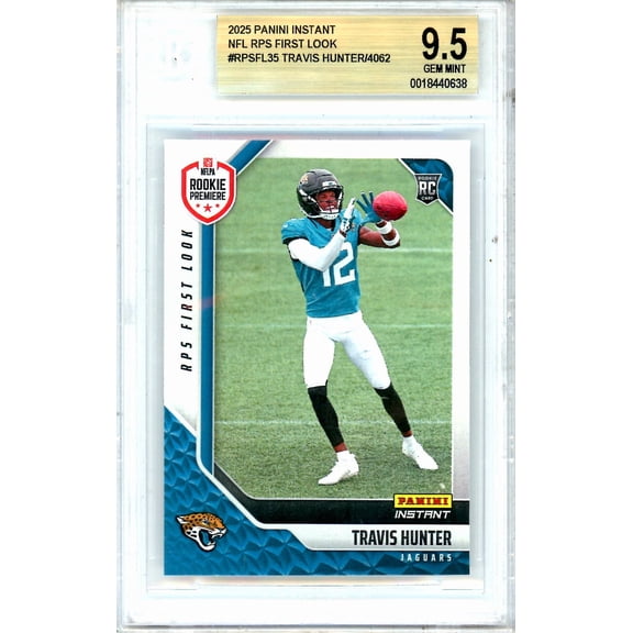 2025 Panini Instant NFL RPS First Look Travis Hunter #RPSFL35 Rookie /4062 BGS 9.5