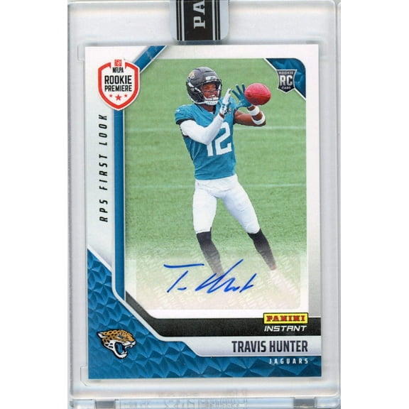 2025 Panini Instant NFL Travis Hunter #35 RPS First Look Auto Jacksonville Jaguars Rookie RC Football Card