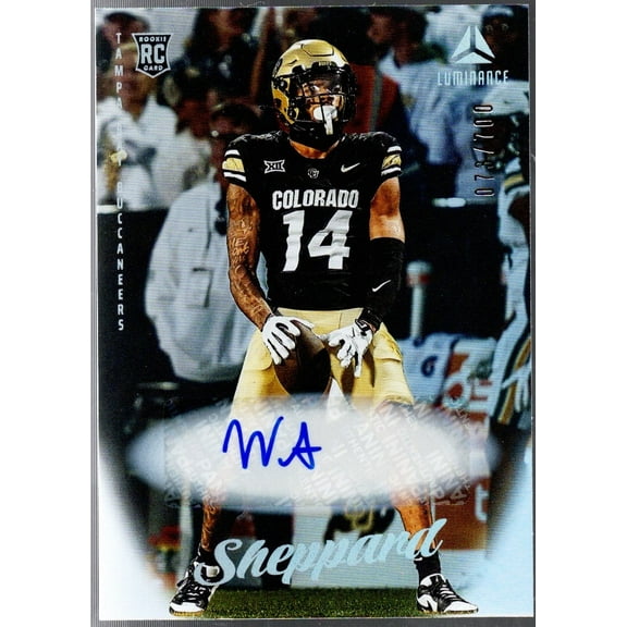 2025 Panini Luminance Will Sheppard #136 Auto /700 Tampa Bay Buccaneers Rookie RC Football Card