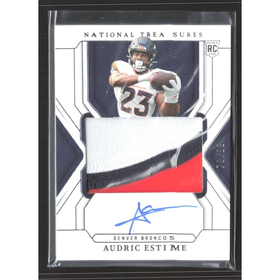2025 Panini National Treasures Audric Estime #175 RC Patch Auto Football Card Denver Broncos Denver Broncos NFL Autographed Football Trading Card