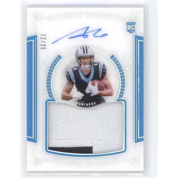2025 Panini National Treasures Football Tetairoa McMillan Carolina Panthers Autographed Trading Card Patch /25 RC