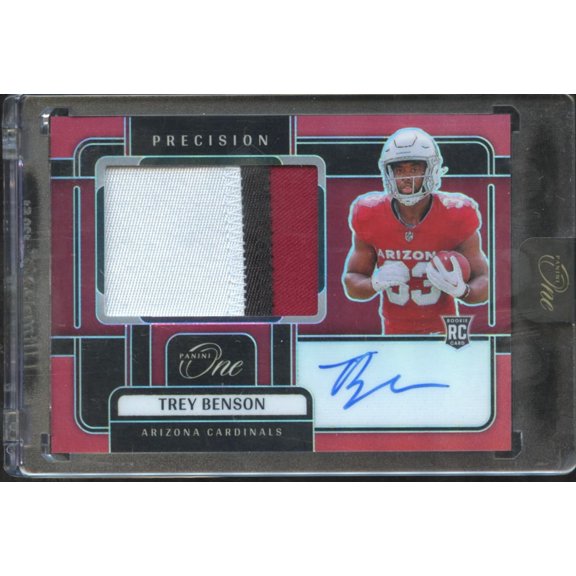2025 Panini One Precision Prizm Trey Benson #318 /60 Rookie Patch Autograph RC Arizona Cardinals NFL Autographed Football Trading Card