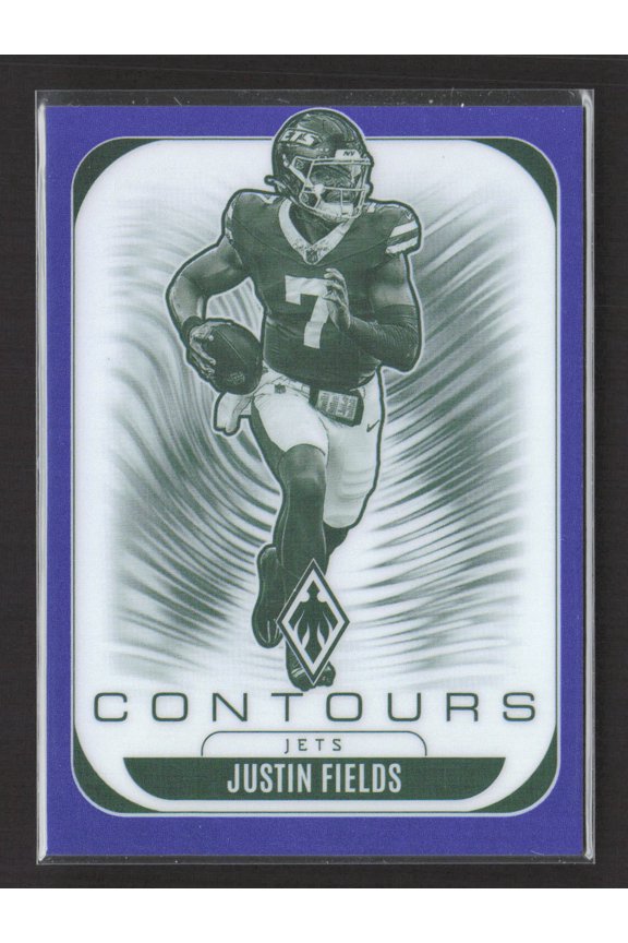 2025 Panini Phoenix Contours Justin Fields New York Jets Purple /199 #25 Football Card