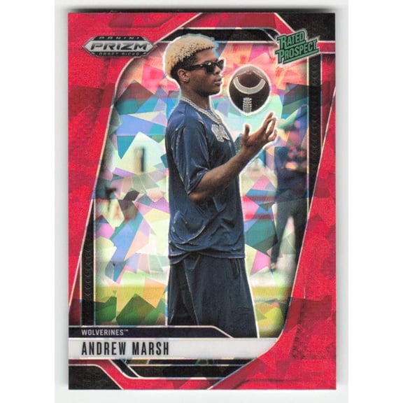 2025 Panini Prizm Draft Picks Prizms Red Ice #157 Andrew Marsh Michigan Wolverines Football Card