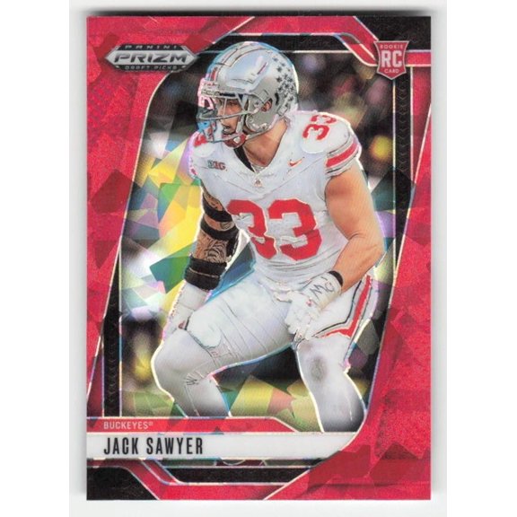 Near Mint 2025 Panini Prizm Draft Picks Prizms Red Ice Jack Sawyer #80 Ohio State Buckeyes