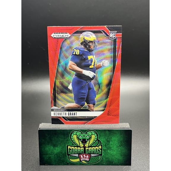 2025 Panini Prizm Draft Picks Red Wave RC 62 Kenneth Grant Michigan Wolverines Football Card