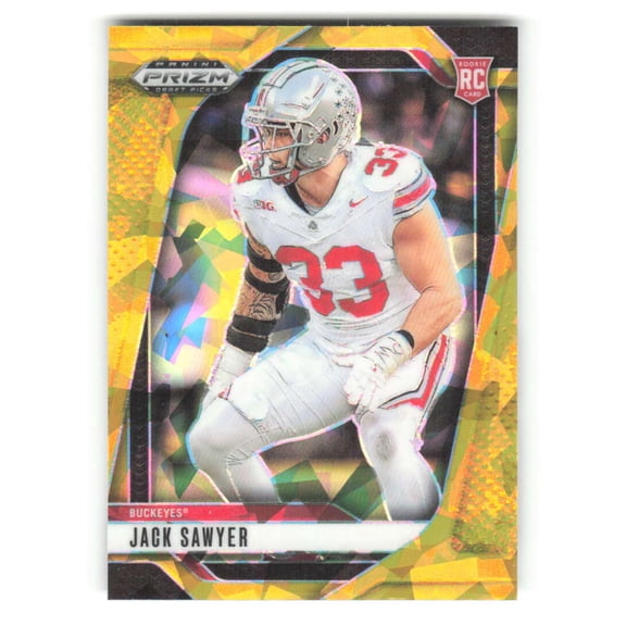 2025 Panini Prizm Draft Picks Prizms Gold Ice #80 Jack Sawyer Ohio State Buckeyes  RC Rookie NCAA Football Trading Card