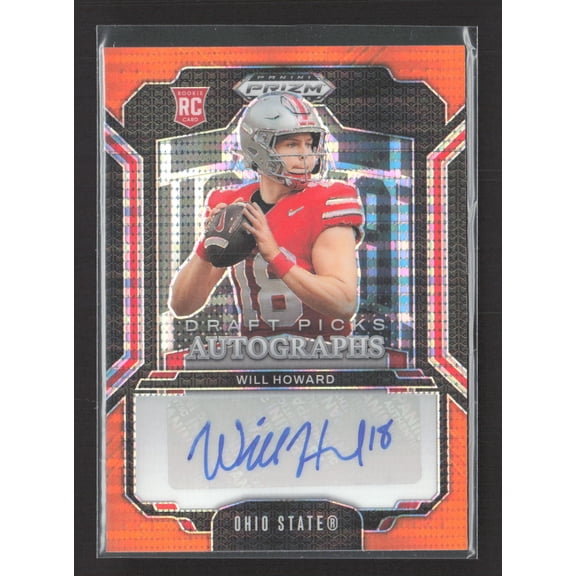 2025 Panini Prizm Draft Picks Orange RC Auto Will Howard Ohio State Buckeyes #DPA-WHD 30/35 Football Card