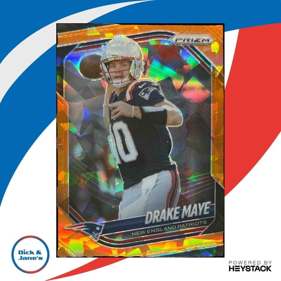 2025 Panini Prizm Drake Maye Orange Ice #165 New England Patriots