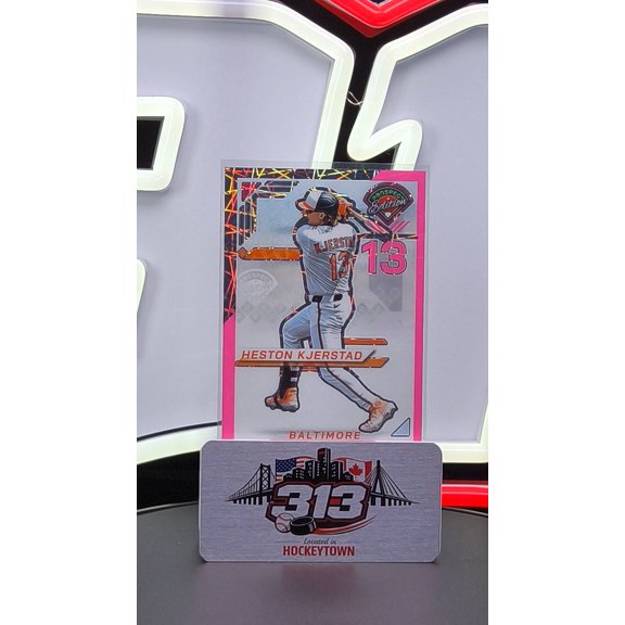 2025 Panini Prizm Prospect Edition Pink Velocity Heston Kjerstad #58 53/79 Baseball Card Baltimore Orioles MLB Baseball Trading Card