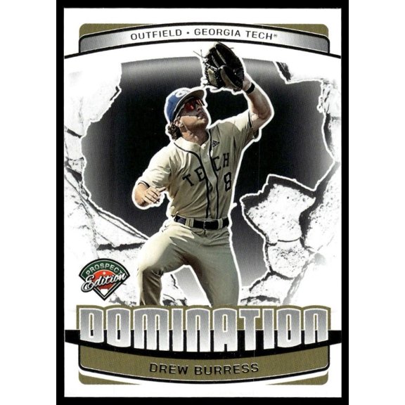 2025 Panini Prospect Edition Domination #17 Drew Burress Georgia Tech Yellow Jackets Baseball Card Georgia Tech Yellow Jackets MLB BASEBALL Card