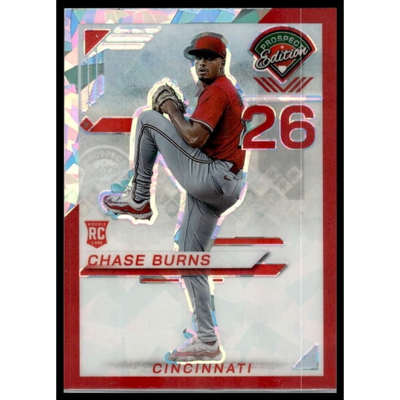 2025 Panini Prospect Edition Prizm Red Ice RC #170 Chase Burns Cincinnati Baseball Card
