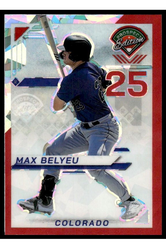 2025 Panini Prospect Edition Prizm Red Ice Max Belyeu #186 Colorado Baseball Card