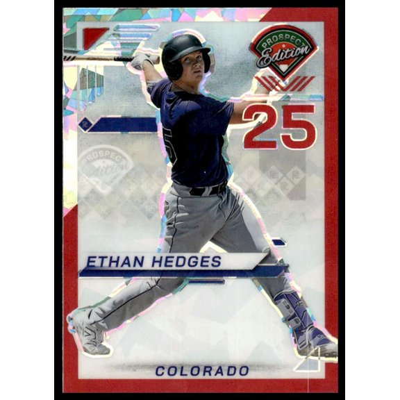 2025 Panini Prospect Edition Prizm Red Ice Ethan Hedges Baseball Card #183 Near Mint