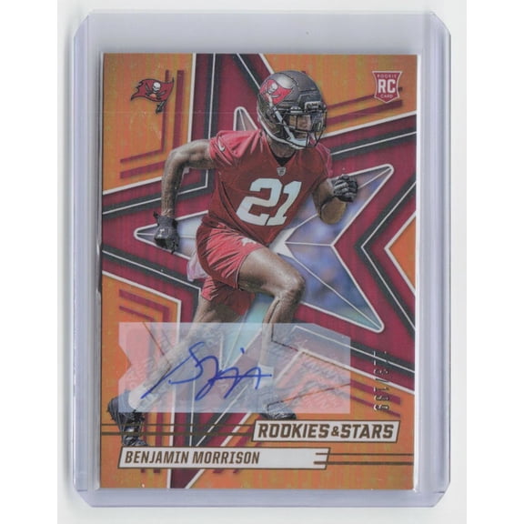 2025 Panini Rookies & Stars Benjamin Morrison Rookie Signatures Orange #108 RC Auto /199 Football Card