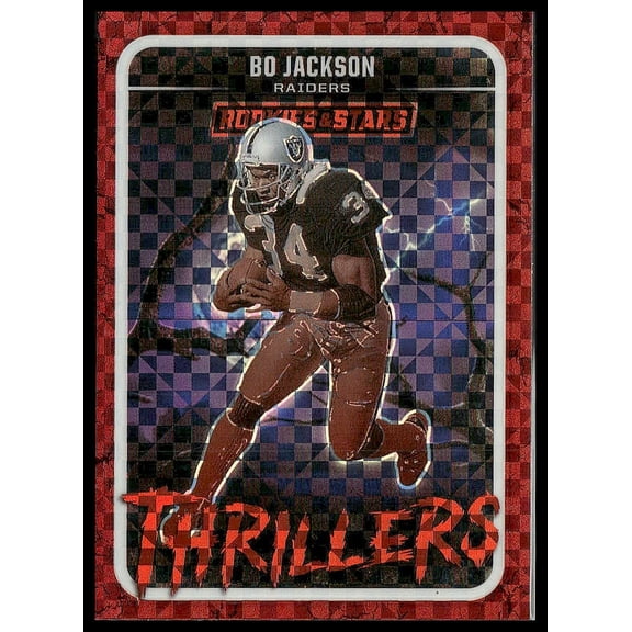 2025 Panini Rookies & Stars Prizm Thrillers Red Plaid Prizm Bo Jackson #1 Las Vegas Raiders Football Card