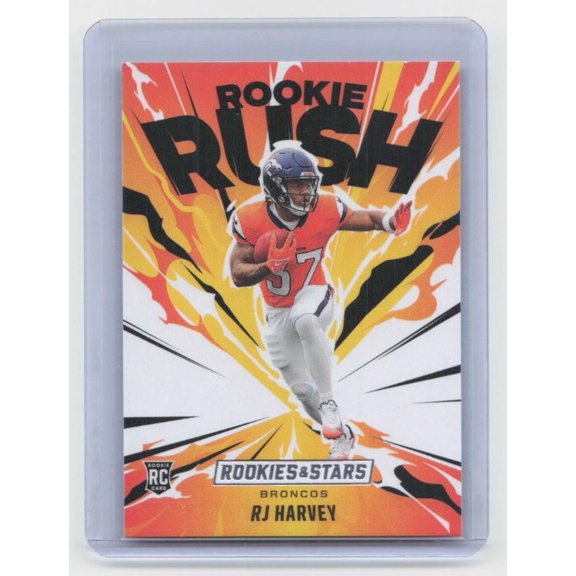 2025 Panini Rookies & Stars Rookie Rush #15 RJ Harvey RC Broncos NFL Football Card Denver Broncos NFL FOOTBALL Trading Card