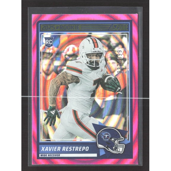 2025 Panini Score Football Xavier Restrepo #6 Pink /399 RC