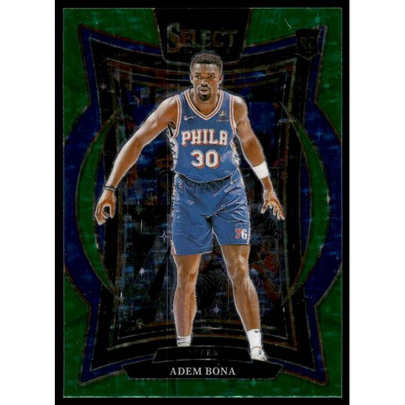 2025 Panini Select Concourse Green Prizm RC #97 Adem Bona 76ers Basketball Card