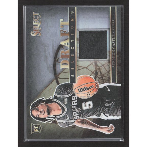 2025 Panini Select Draft Selections Prizm Stephon Castle #DSM-CAS RC Memorabilia San Antonio Spurs NBA Basketball Trading Card