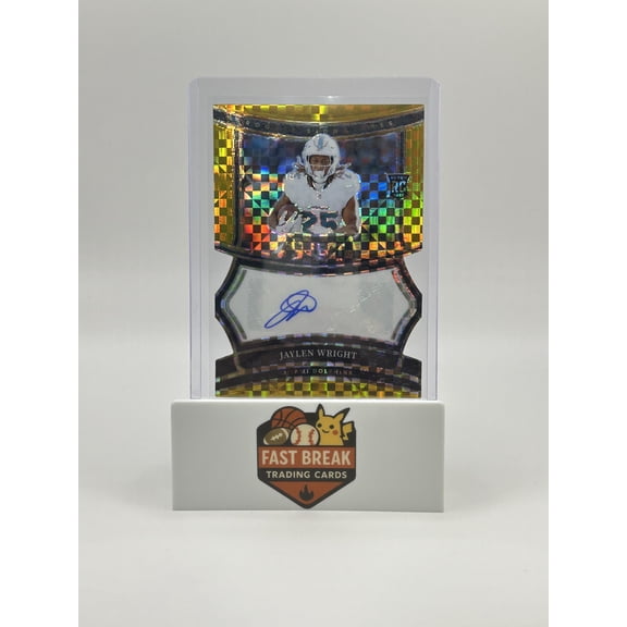 2025 Panini Select Football Prizm Jaylen Wright Gold Checkerboard #RSP-JWT 01/10 RC Auto Dolphins Football Card