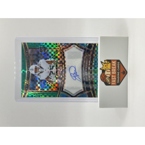2025 Panini Select Prizm Jaylen Wright Miami Dolphins Autographed Trading Card Green 2/5 RC
