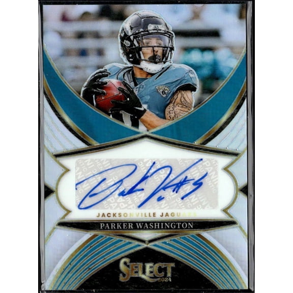 2025 Panini Select Select Signatures Prizm Parker Washington #SSP-PWN Jacksonville Jaguars NFL Autographed Football Trading Card