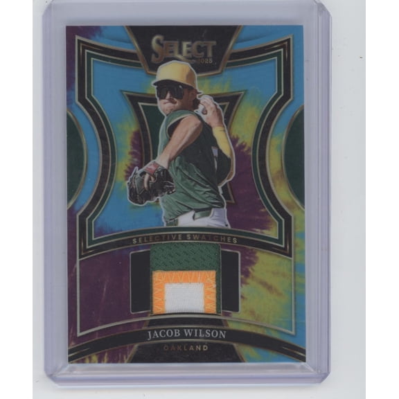 2025 Panini Select Selective Swatches Jacob Wilson #SS-JW Tie-Dye /25 Patch Memorabilia Oakland Athletics MLB Baseball Trading Card