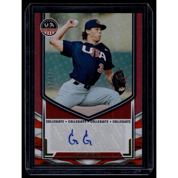 2025 Panini Stars & Stripes USA Baseball Gabe Gaeckle Collegiate Nat Team Sig Red NTS-GG SN AU Near Mint Autographed BASEBALL Trading Card