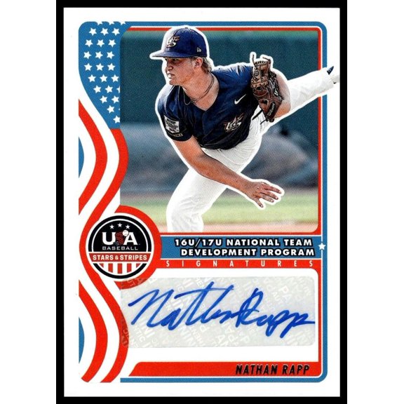 2025 Panini Stars and Stripes USA Baseball #NTS-NR Nathan Rapp 16U/17U National Team Signatures AU Autographed BASEBALL Trading Card