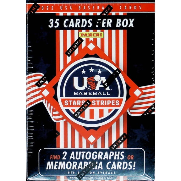 2025 Panini USA Baseball Stars and Stripes Factory Sealed Blaster Box 2 Auto OR MEM!
