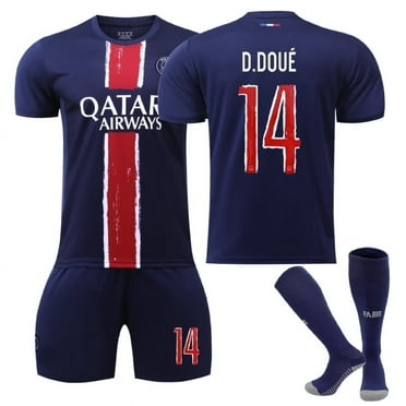 2025 Paris Saint Home UEFA No.14 D.DOUE For Adult Kids Futbol Shirt