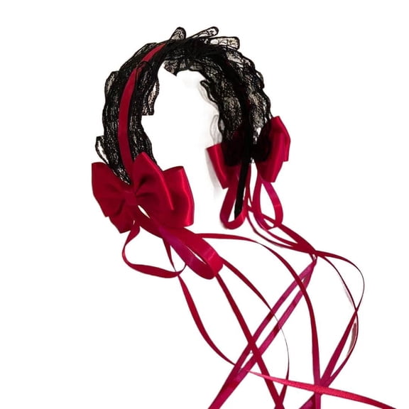 2025 Party Hair Accessories Lace Bow Headband Ribbon Female Hairband Anime Maid Headwear