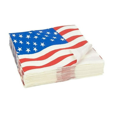 2025-Patriotic Decorations 4th of July decorations Red White and Blue Decor American Flag Paper Napkins 100 Pack, 3-Ply, Durable and Absorbent, Perfect for 4th of July Parties, BBQs, and Patrioti