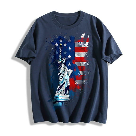 2025 Patriotic Men's T-Shirt - American Flag Graphic Crewneck | 4th of July Loose Fit Cotton Tee