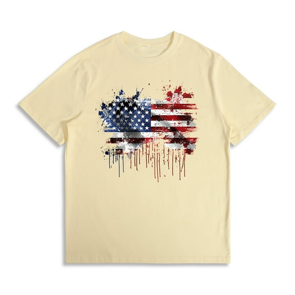 2025 Patriotic Men's T-Shirt - American Flag Graphic Crewneck | 4th of July Loose Fit Cotton Tee