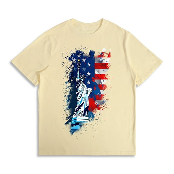 2025 Patriotic Men's T-Shirt - American Flag Graphic Crewneck | 4th of July Loose Fit Cotton Tee