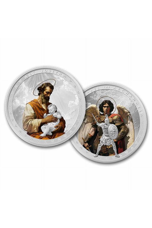 2025 Patron Saints St. Michael & St. Joseph Colorized 2-Coin Set