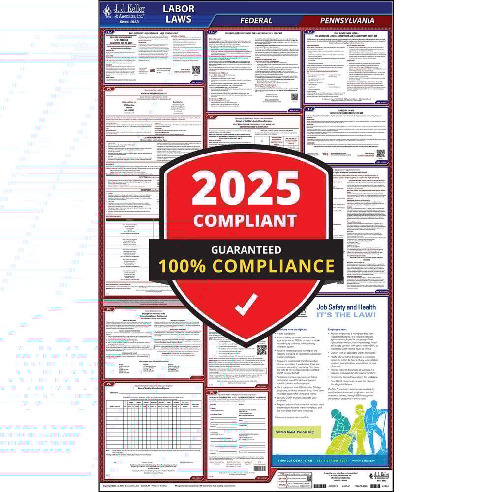 2025 Michigan and Federal Labor Law Poster (English, MI State) OSHA